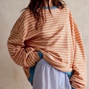 Free People We the Free Classic Striped Oversized Crewneck NWOT